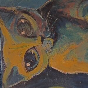 Colorful Cat Art Canvas 14x19"